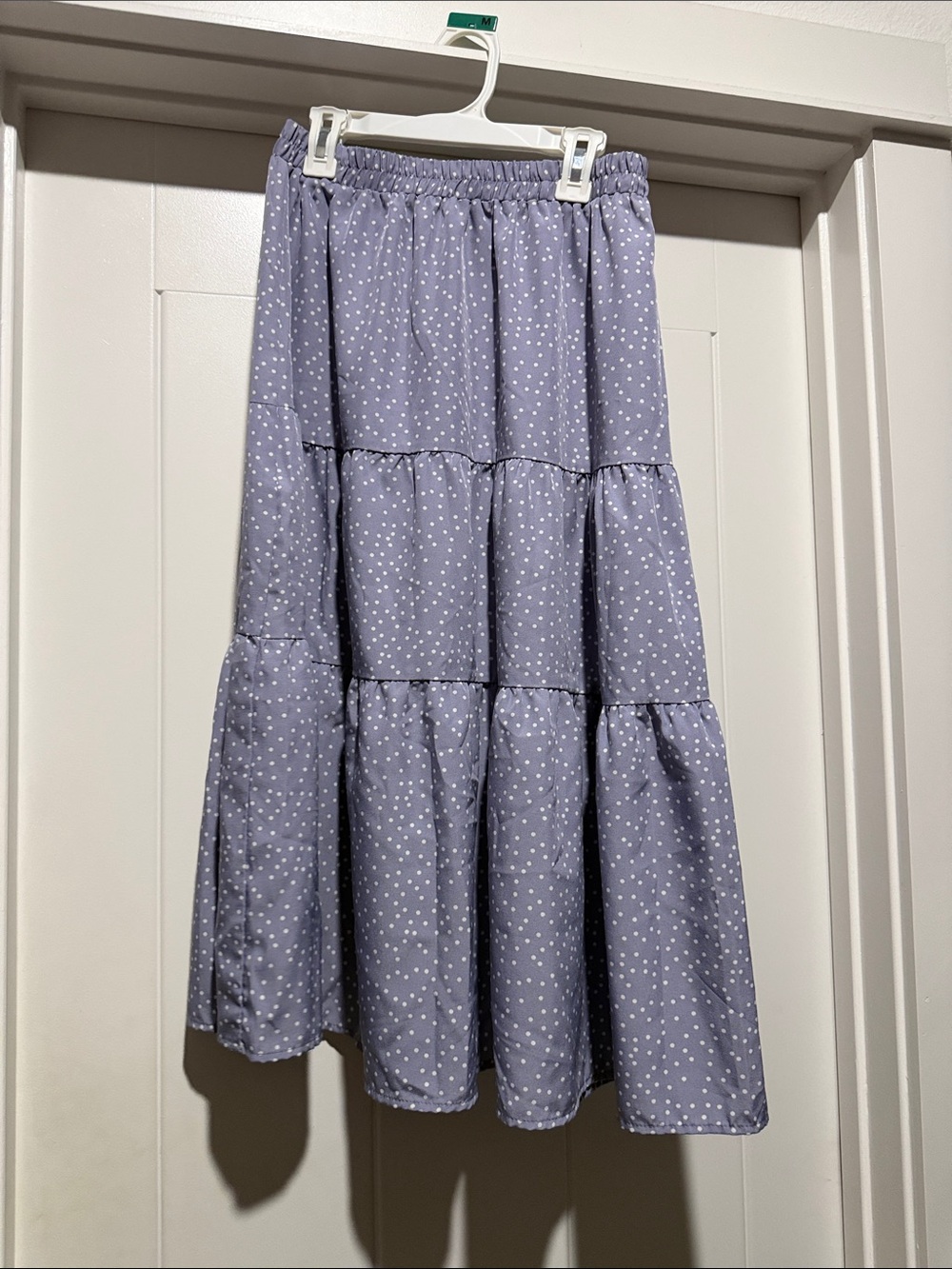 Polka Dot Tiered Midi Skirt - Lavender
